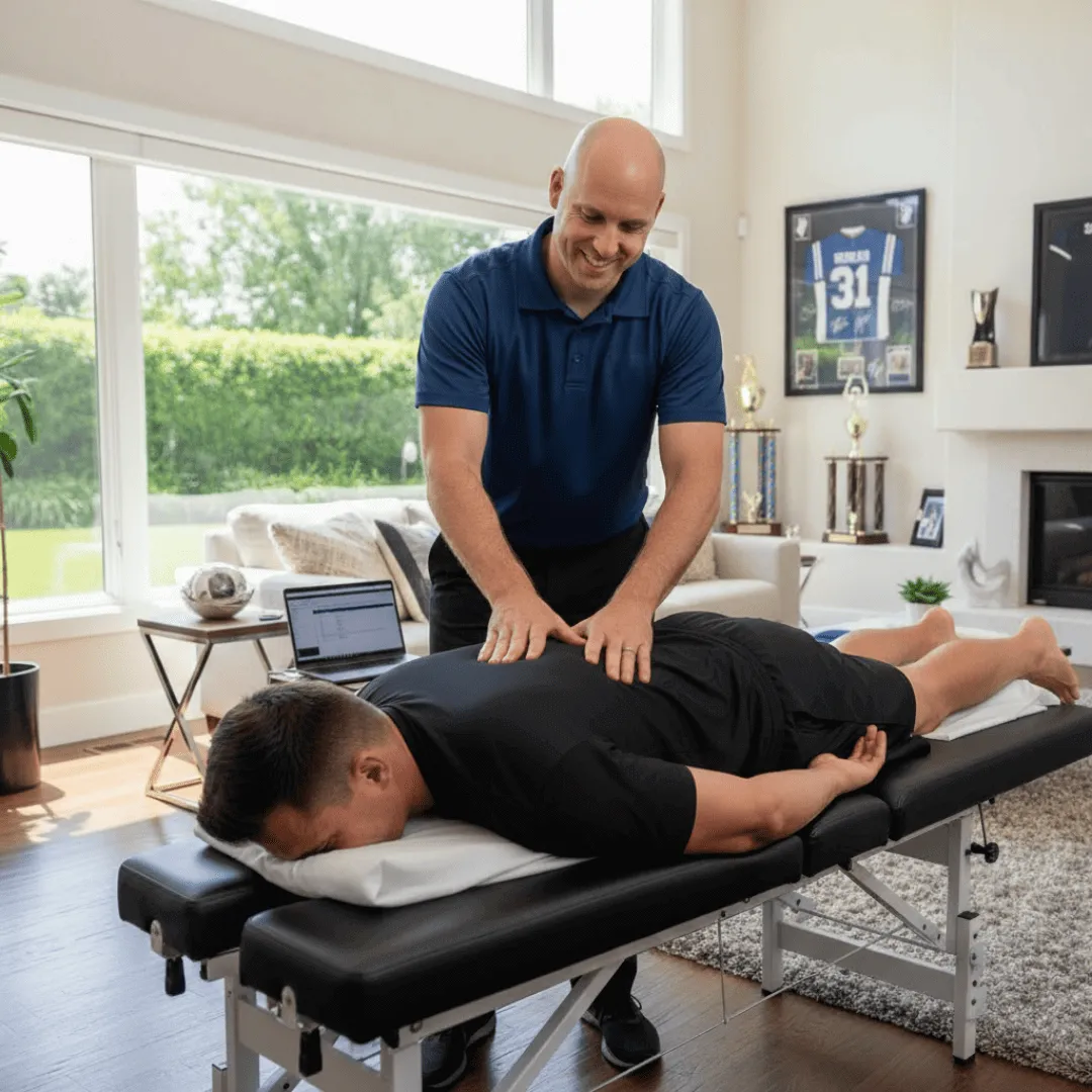 Concierge chiropractic adjustment delivered in-home across Monmouth & Ocean County by Dr. Derek Van Benthuysen.